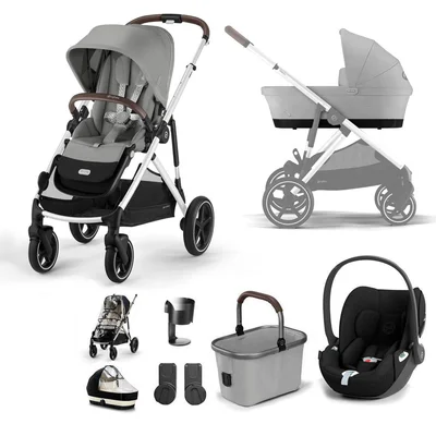 Cybex Gazelle S + Cloud T Travel System - No Base / No Base / Stone Grey / No Base / Gold Footmuff