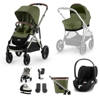 Cybex Gazelle S + Cloud T Travel System - Moss Green / Gold Footmuff / Taupe