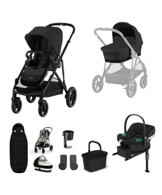 Cybex Gazelle S Pushchair Bundle with Aton B2 i-Size Car Seat and Base (7 Pieces) - Moon Black