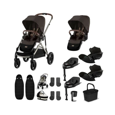 Cybex eGazelle S Twin 11 Piece Bundle with Cloud T Car Seat - Chocolate Brown