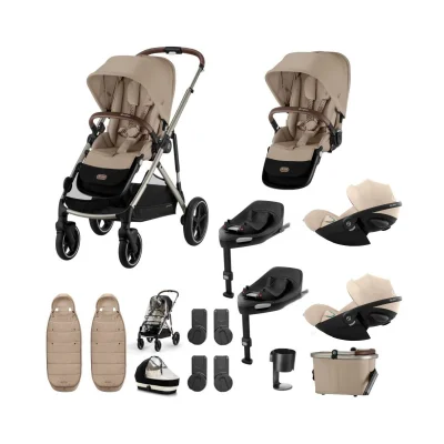 Cybex Gazelle S Twin 11 Piece Bundle with Cloud G3 Car Seat - Almond Bige