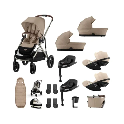 Cybex Gazelle S Twin 11 Piece Bundle with Cloud G3 Car Seat - Almond Bige