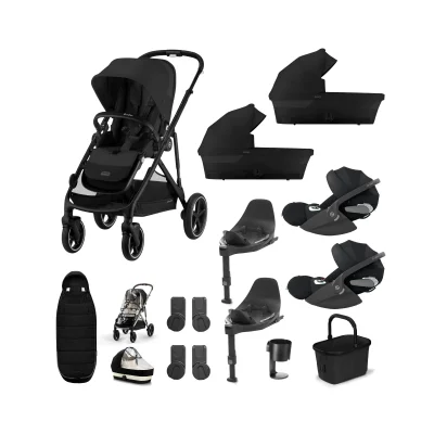 Cybex Gazelle S Twin 11 Piece Bundle with Cloud T Car Seat - Moon Black
