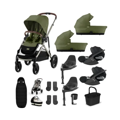 Cybex Gazelle S Twin 11 Piece Bundle with Cloud T Car Seat - Moss Green