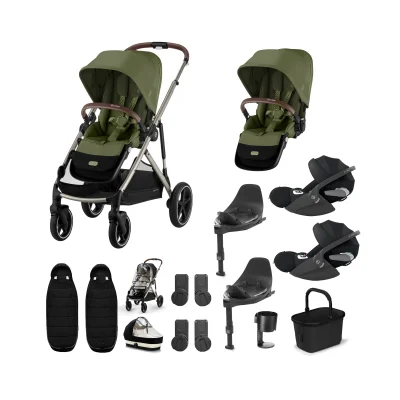 Cybex Gazelle S Twin 11 Piece Bundle with Cloud T Car Seat - Moon Black