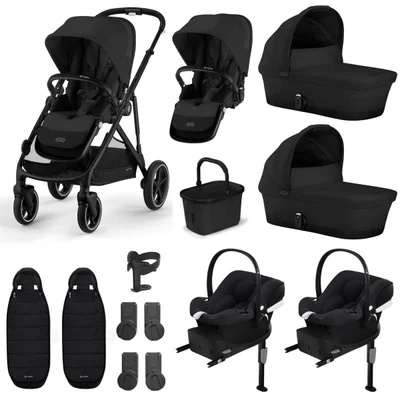 Cybex Gazelle S Twin & Aton B2 Comfort Travel System - Moon Black - Moon Black