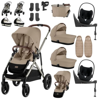 Cybex Gazelle S Twin Luxury Travel System- Almond Beige