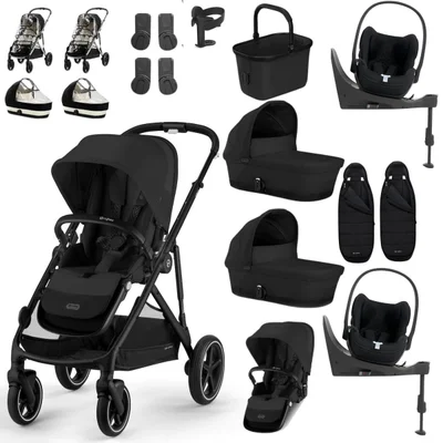 Cybex Gazelle S Twin Luxury Travel System- Almond Beige - Moon Black / Twin