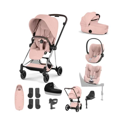 Cybex Mios Ultimate Birth & Beyond Bundle - Chrome Brown/Peach Pink