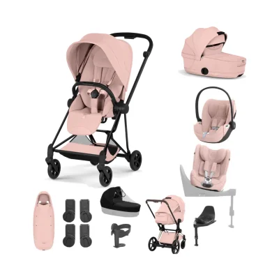 Cybex Mios Ultimate Birth & Beyond Bundle - Matt Black/Peach Pink