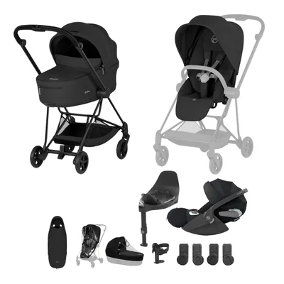 Cybex Platinum MIOS Comfort Travel System- Sepia Black + Matt Black - Without Footmuff & Cup Holder