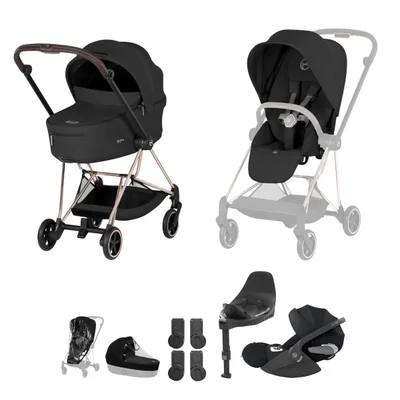 Cybex Platinum MIOS Comfort Travel System- Sepia Black + Rose Gold