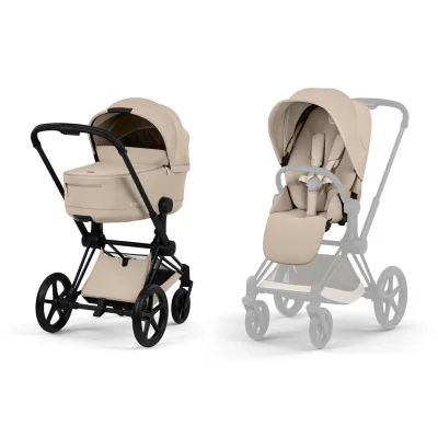 CYBEX Priam Comfort Pushchair & Foldable Carrycot - Sepia Black/Black