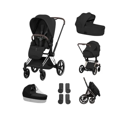 Cybex Priam Pushchair & Fold Cot Bundle - Chrome Brown/Sepia Black