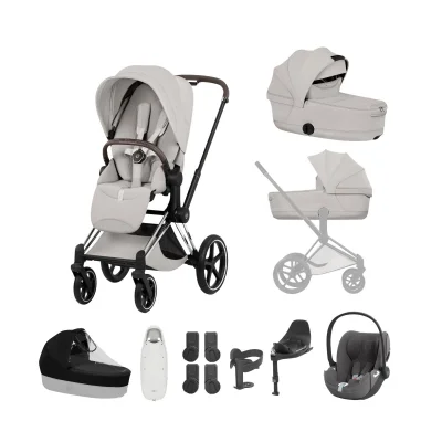 Cybex Priam Style Ultimate Accessory Bundle - Chrome Brown/City Grey - Blue