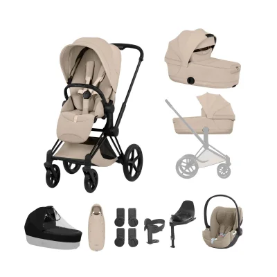Cybex Priam Style Ultimate Accessory Bundle - Matt Black/Cozy Beige - Blue
