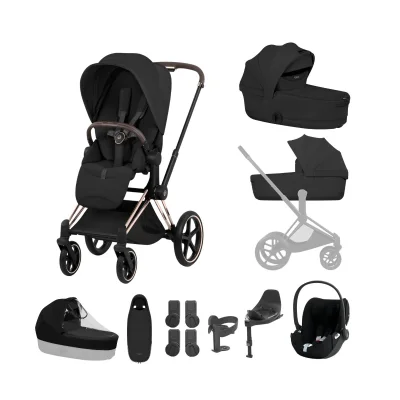 Cybex Priam Style Ultimate Accessory Bundle - Rose Gold/Sepia Black - Blue