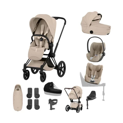 Cybex Priam Style Ultimate Birth & Beyond Bundle - Matt Black/Cozy Beige - Blue