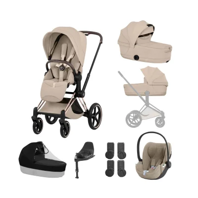 Cybex Priam Style Ultimate Bundle - Rose Gold/Cozy Beige - Blue