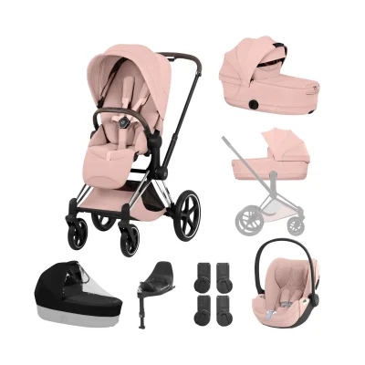 Cybex Priam Ultimate Bundle - Chrome Brown/Peach Pink