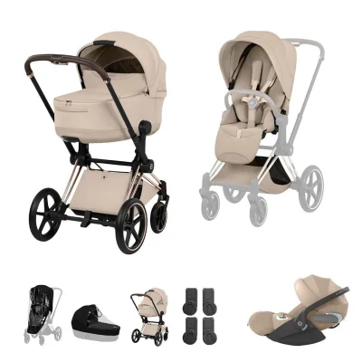 Cybex Priam Ultimate Accessory Bundle - No Base / Cozy Beige / Rose Gold