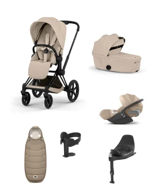 Cybex Priam Ultimate Pushchair Bundle With Cybex Cloud T Plus - Black/Cozy Beige