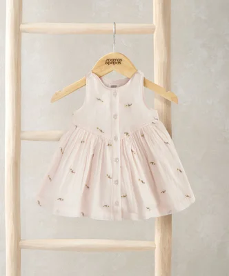Daisy Embroidered Dress - Pink / 0-3 Months