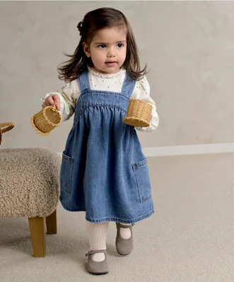 Denim Pinny Dress & Heart Bodysuit Set - 3-6 Months