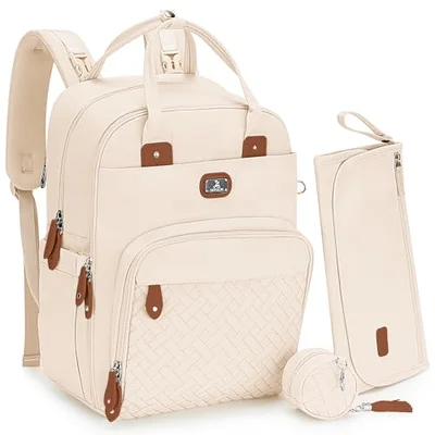 Dikaslon Changing Bag Backpack, Large Nappy Back Pack Multifunction Baby Bags with Portable Changing Mat, Pacifier Holder, and Stroller Straps, for Mom and Dad