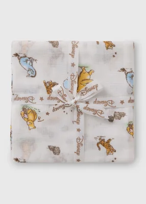 Disney 3 Pack Winnie The Pooh Baby Cream Muslin Cloths - Default