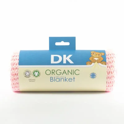 DK Glove Organic Cotton Blanket for Pram/Crib 75x100cm-Pink - Default