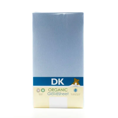 DK Glove ORGANIC Fitted Cotton Sheet for Space Saver Cot 100x52-Blue - Default
