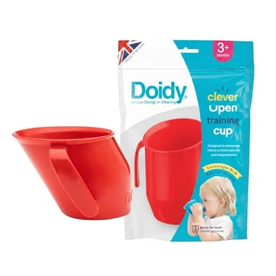 Doidy Cup, 3 Months +, Baby & Toddler First Open Beaker, Unique Slanted Design for Training & Learning to Drink, weaning Essentials for Milk & Water (Trainer Cup, Lilac)