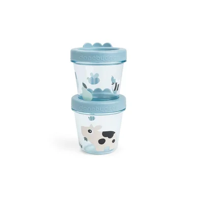 Done By Deer Baby Food Container - Tiny Farm Blue