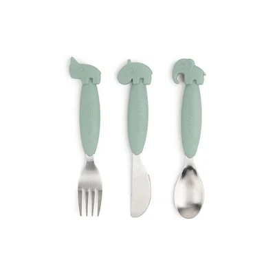 Done by Deer Easy-Grip Cutlery Set - Blue - Deer Friends - Green