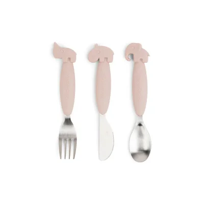 Done by Deer Easy-Grip Cutlery Set - Powder - Deer Friends - Powder