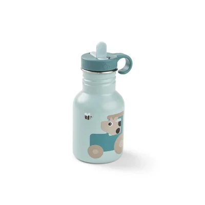 Done by Deer Metal Bottle - Tiny Farm Blue - 350ml