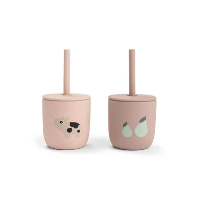 Done by Deer Silicone Straw Cup 2 Pack - Celebration Sand