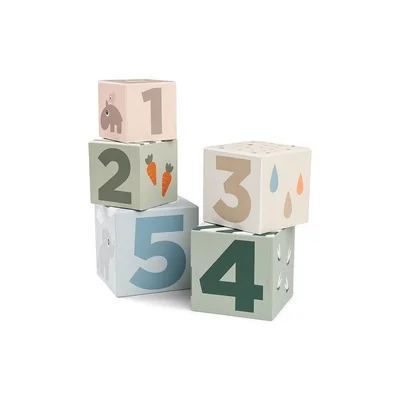 Done by Deer Stapelblokken Kubussen Deer Friends 5 Cubes Colourful Animal Toy for Baby