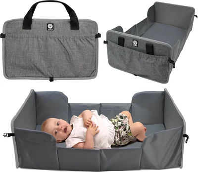 Dooky Portable Pop-Up Baby Travel Cot/ Crib, Lightweight, Compact, Includes 1 cm Thick Mattress (38 x 73 x 1 cm), Folded out 41 x 75 cm, Folded 41 x 26 cm, Suitable upto 6 Months Age, Grey Melange - Grey Melange