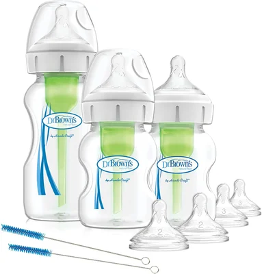 Dr. Brown's Natural Flow Anti-Colic Options+ Wide-Neck Baby Bottle, Starter Kit