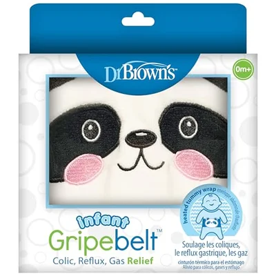 Dr. Brown's Infant Gripe Belt for Colic & Gas Relief, Heated Tummy Wrap, Baby Swaddling Belt, Natural Relief for Upset Stomach in Babies & Toddlers, 0-3m - Panda / 0 - 3 Month