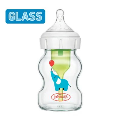 Dr. Brown’s Natural Flow® Anti-Colic Options+™ Wide-Neck Glass Baby Bottle - Elephant 150ml