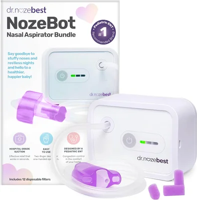 Dr. Noze Best - NozeBot | Electric Nasal Aspirator | Hospital Grade Suction | Safe for Infants and Toddlers (Mild to Severe Congestion - The Original NozeBot)