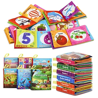 Dr.Rapeti 6 Pack Soft Books, Cloth Book, Bath Book, Baby Book, Crinkle Book
