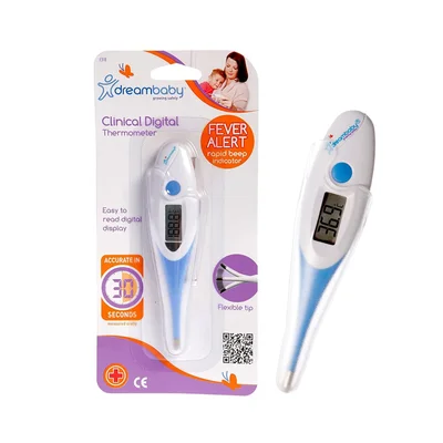 Dreambaby Clinical Digital Oral Thermometer - Accurate Temperature Reading in 30 seconds - With Fever Alert Sound Feature - Suitable for Infants, Toddlers & Adults - Blue - Model F318 - Blue