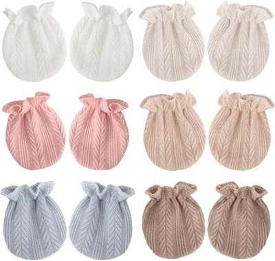 DRESHOW Newborn Baby Mittens Infant Gloves No Scratch Mittens Cotton Gloves for 0-6 Months - 6 Sets Baby Mittens Mt02-12