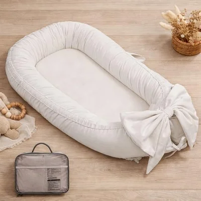 EAQ Baby Nest Pod for Newborn,Baby Sleep Pod Soft Breathable Napping or Traveling for 0-12 Months,Travel & Baby Essentials for Newborn (Cream)
