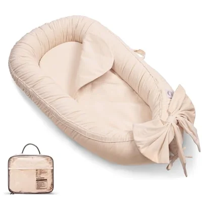 EAQ Baby Nest Pod for Newborn,Baby Sleep Pod Soft Breathable Napping or Traveling for 0-12 Months,Travel & Baby Essentials for Newborn (Cream) - Cream