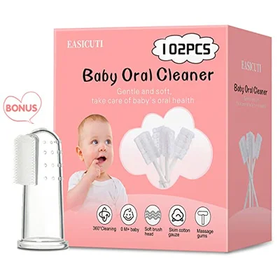 EASICUTI Upgrade Baby Tongue Cleaner, 52PCS Newborn Infant Toothbrush, 2 Finger Toothbrush & Gum Cleaner Stick Dental Care for 0-36M+